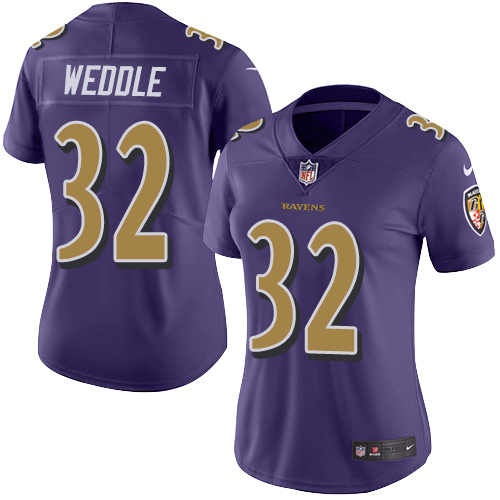 Nike Ravens #32 Eric Weddle Purple Women's Stitched NFL Limited Rush Jersey